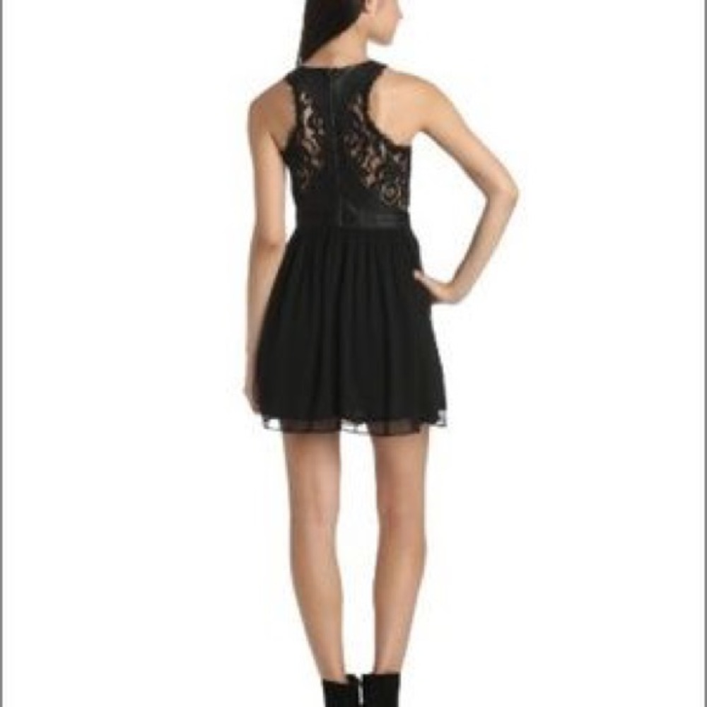 BCBG leather and lace black dress